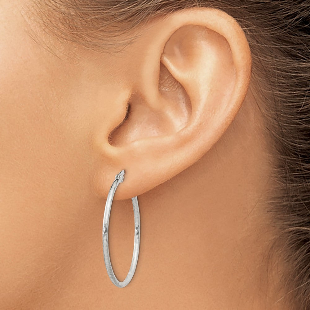 Sterling Silver Fine Twist 1.5X30mm Hoop Earrings