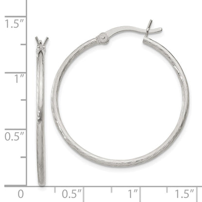 Sterling Silver Fine Twist 1.5X30mm Hoop Earrings