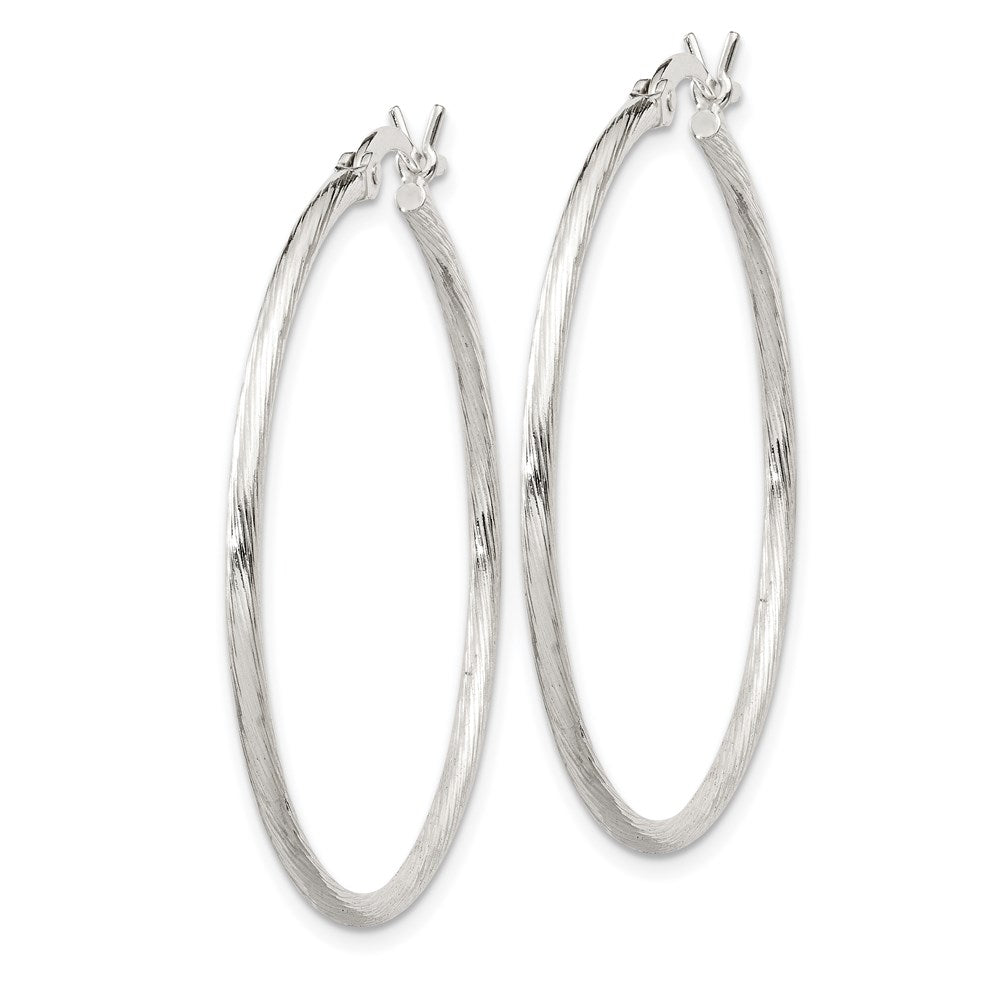Sterling Silver Fine Twist 1.5X35mm Hoop Earrings