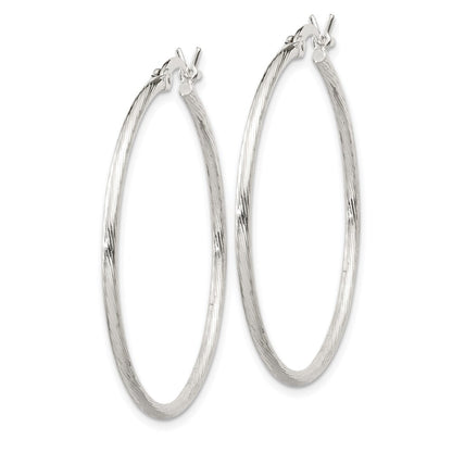 Sterling Silver Fine Twist 1.5X35mm Hoop Earrings