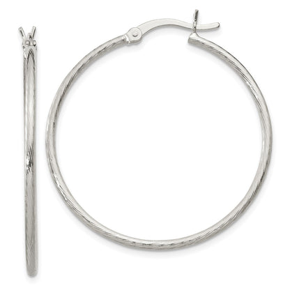 Sterling Silver Fine Twist 1.5X35mm Hoop Earrings