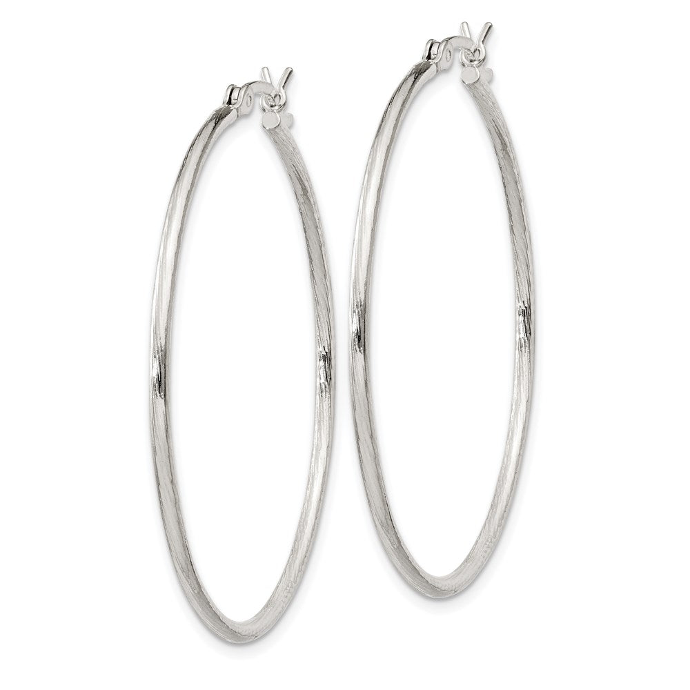 Sterling Silver Fine Twist 1.5X40mm Hoop Earrings