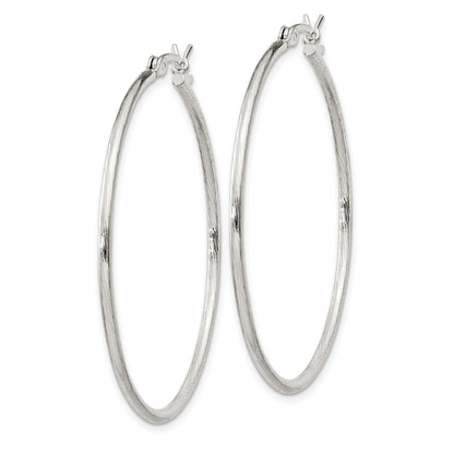 Sterling Silver Fine Twist 1.5X40mm Hoop Earrings