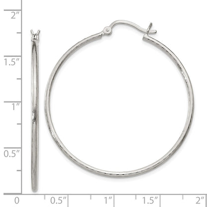 Sterling Silver Fine Twist 1.5X40mm Hoop Earrings