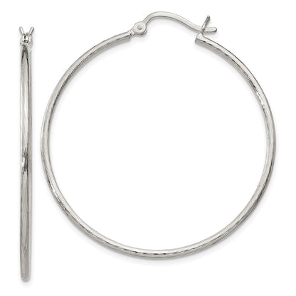 Sterling Silver Fine Twist 1.5X40mm Hoop Earrings
