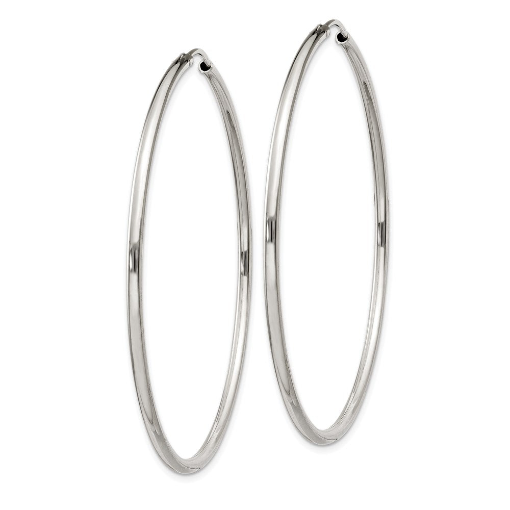 Sterling Silver 2X55mm Endless Hoop Earrings