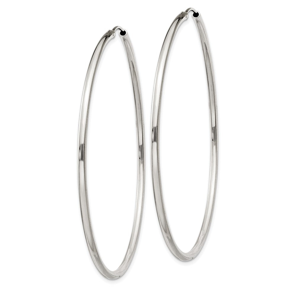 Sterling Silver 2X60mm Endless Hoop Earrings