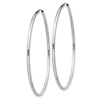 Sterling Silver 2X60mm Endless Hoop Earrings