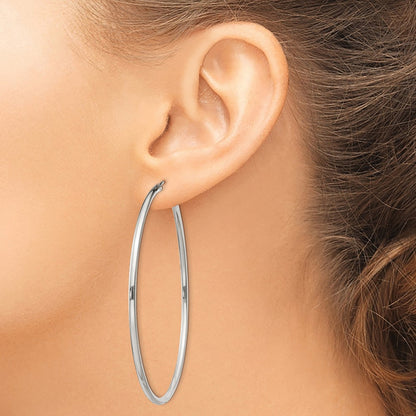 Sterling Silver 2X60mm Endless Hoop Earrings