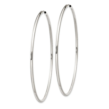 Sterling Silver 2X70mm Endless Hoop Earrings
