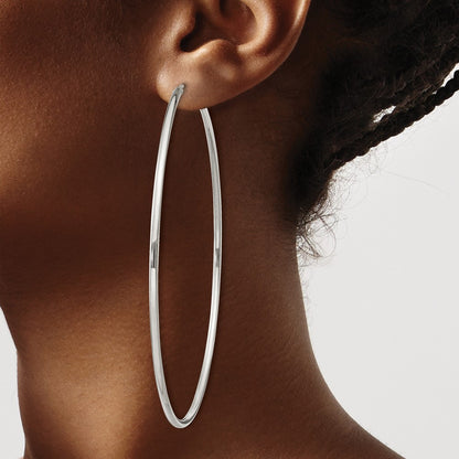 Sterling Silver 2X80mm Endless Hoop Earrings