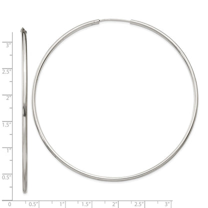 Sterling Silver 2X80mm Endless Hoop Earrings