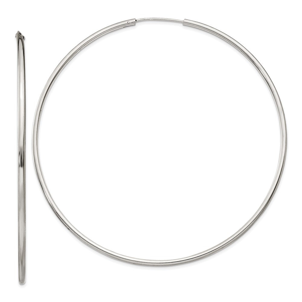 Sterling Silver 2X80mm Endless Hoop Earrings