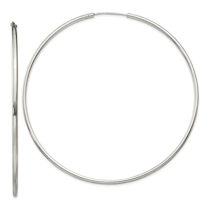 Sterling Silver 2X80mm Endless Hoop Earrings