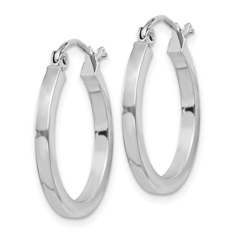 Sterling Silver Rhodium-Plated 2X20mm Square Tube Hoop Earrings