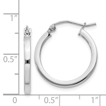 Sterling Silver Rhodium-Plated 2X20mm Square Tube Hoop Earrings