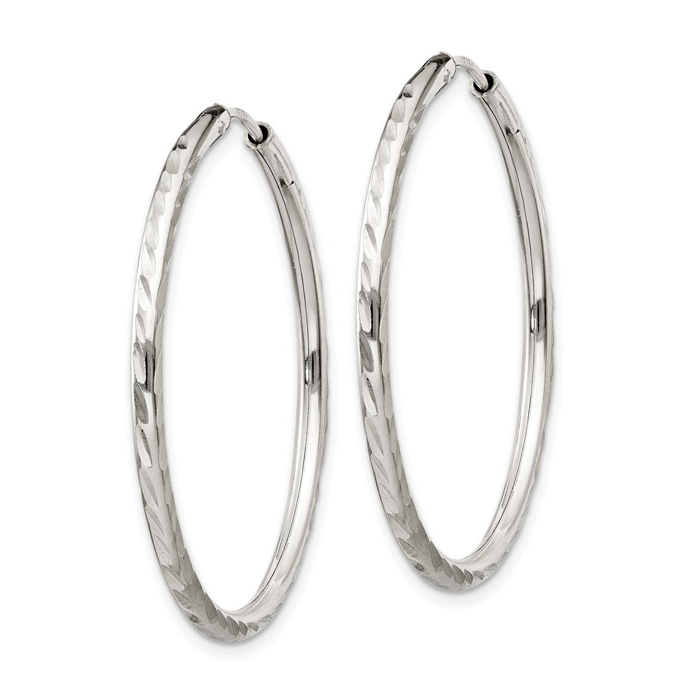 Sterling Silver D/C 2.5X35mm Endless Hoop Earrings