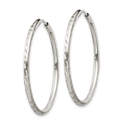 Sterling Silver D/C 2.5X35mm Endless Hoop Earrings