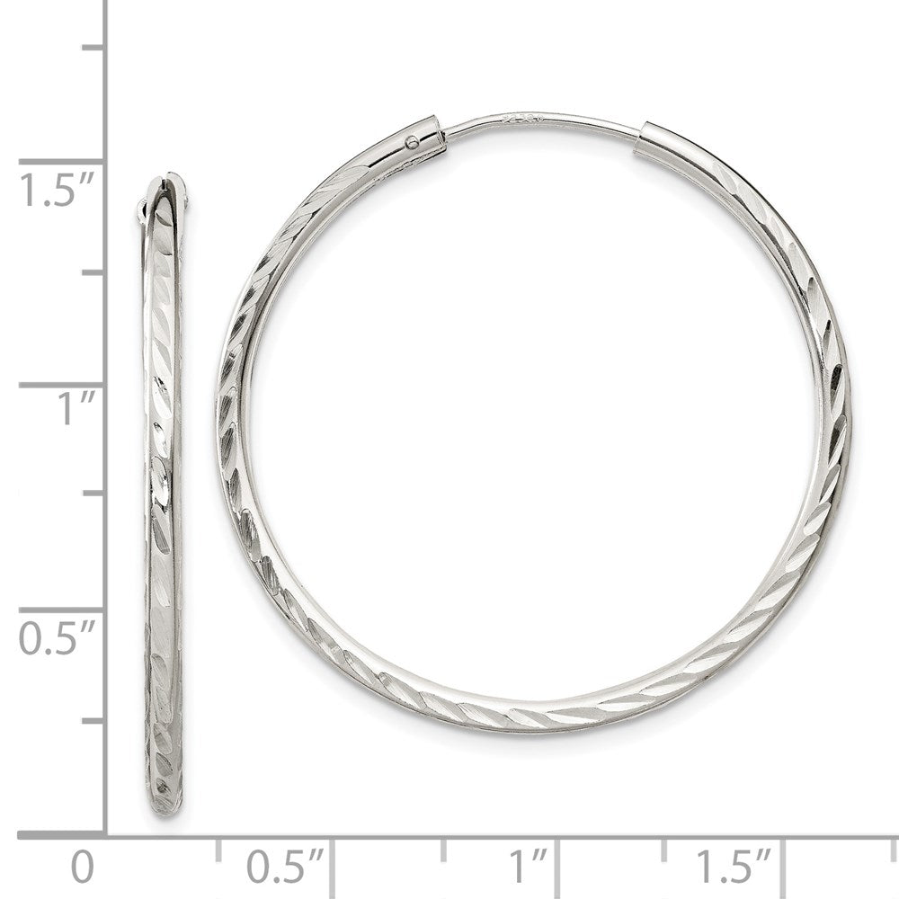 Sterling Silver D/C 2.5X35mm Endless Hoop Earrings