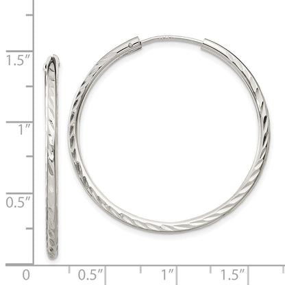 Sterling Silver D/C 2.5X35mm Endless Hoop Earrings