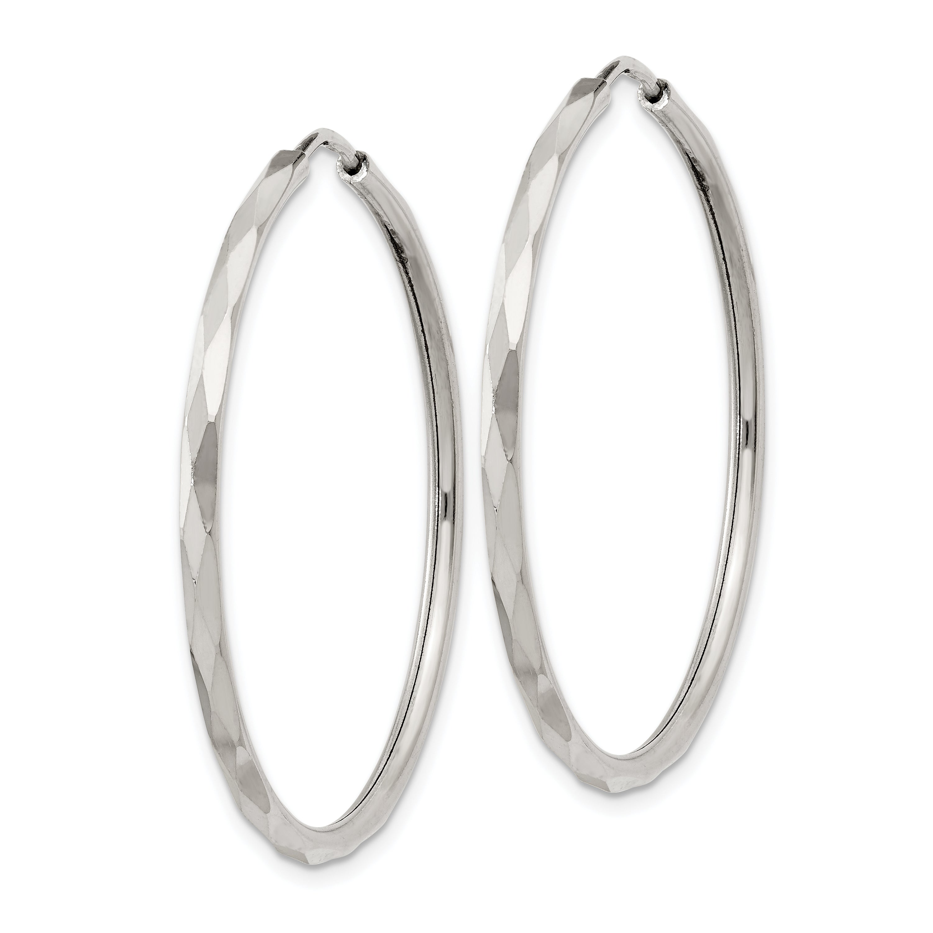 Sterling Silver D/C 2.5X35mm Endless Hoop Earrings