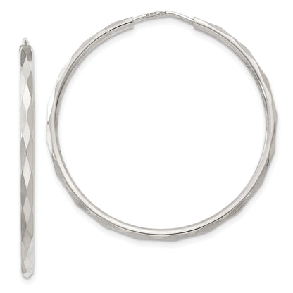 Sterling Silver D/C 2.5X35mm Endless Hoop Earrings