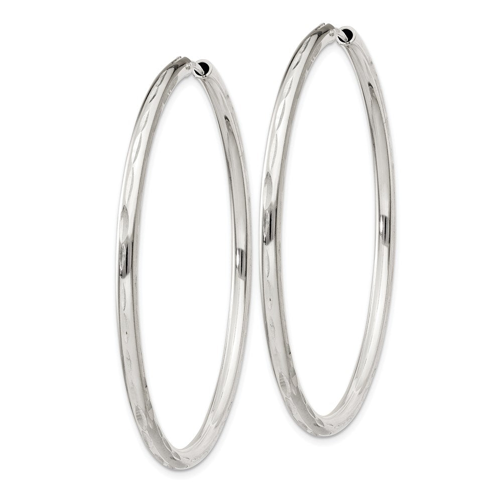 Sterling Silver D/C 2.5X50mm Endless Hoop Earrings