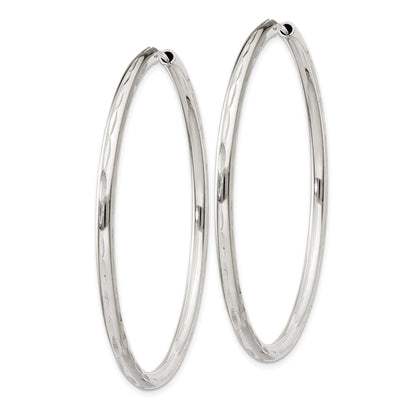 Sterling Silver D/C 2.5X50mm Endless Hoop Earrings