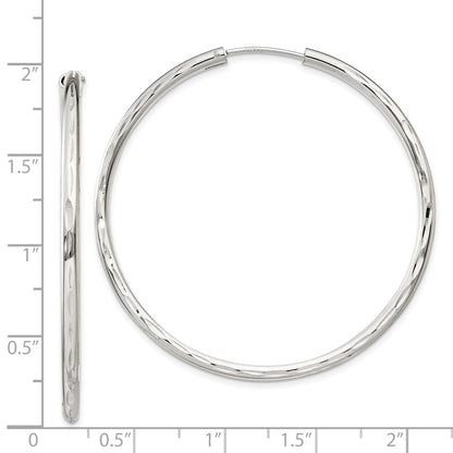 Sterling Silver D/C 2.5X50mm Endless Hoop Earrings