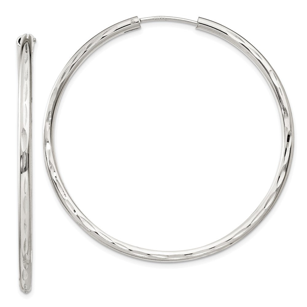 Sterling Silver D/C 2.5X50mm Endless Hoop Earrings