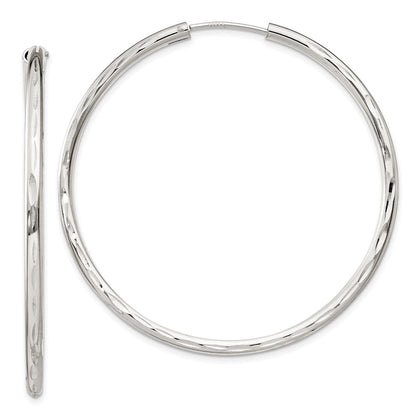 Sterling Silver D/C 2.5X50mm Endless Hoop Earrings