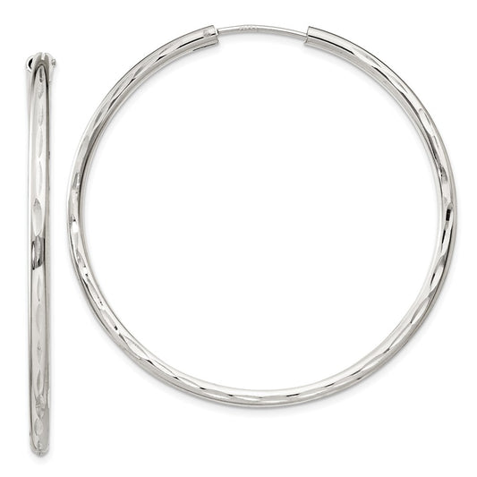 Sterling Silver D/C 2.5X50mm Endless Hoop Earrings