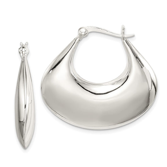 Sterling Silver Polished Puffed Hoop Earrings
