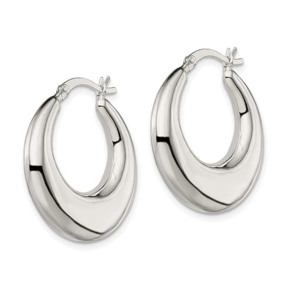 Sterling Silver Polished & Tapered Round Hoop Earrings