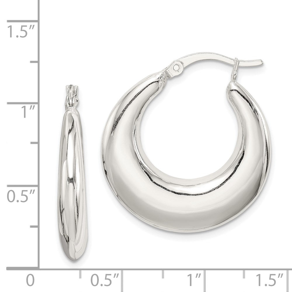 Sterling Silver Polished & Tapered Round Hoop Earrings