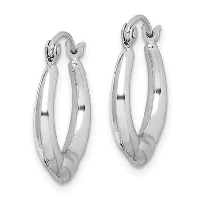 Sterling Silver Rhodium-Plated Polished Heart Round Hoop Earrings