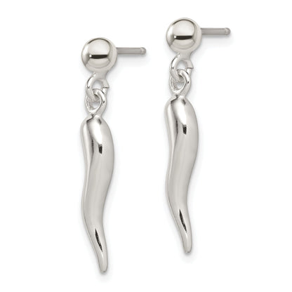 Sterling Silver Polished Italian Horn Post Dangle Earrings