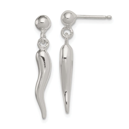Sterling Silver Polished Italian Horn Post Dangle Earrings