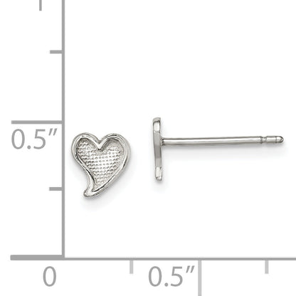 Sterling Silver Polished And Textured Heart Post Earrings