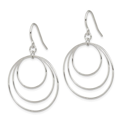 Sterling Silver Polished Fancy Triple Circle Dangle Earrings
