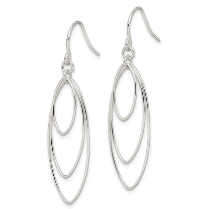 Sterling Silver Polished Triple Marquise Shape Dangle Earrings