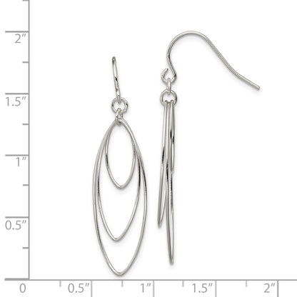 Sterling Silver Polished Triple Marquise Shape Dangle Earrings