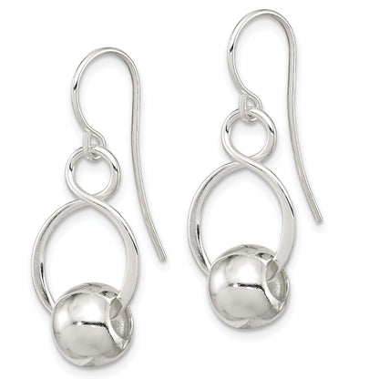 Sterling Silver Twist W/Bead Dangle Earrings