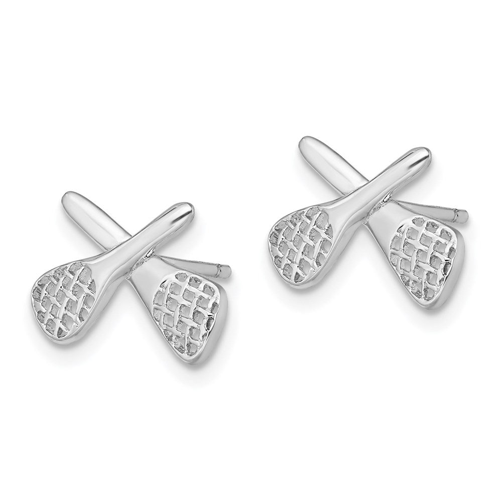 Sterling Silver Rhodium-Plated Lacrosse Post Earrings