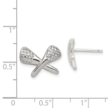 Sterling Silver Rhodium-Plated Lacrosse Post Earrings