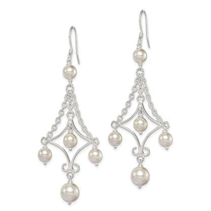 Sterling Silver Fw Cultured Pearl Dangle Earrings