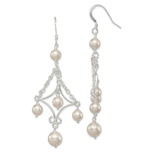 Sterling Silver Fw Cultured Pearl Dangle Earrings