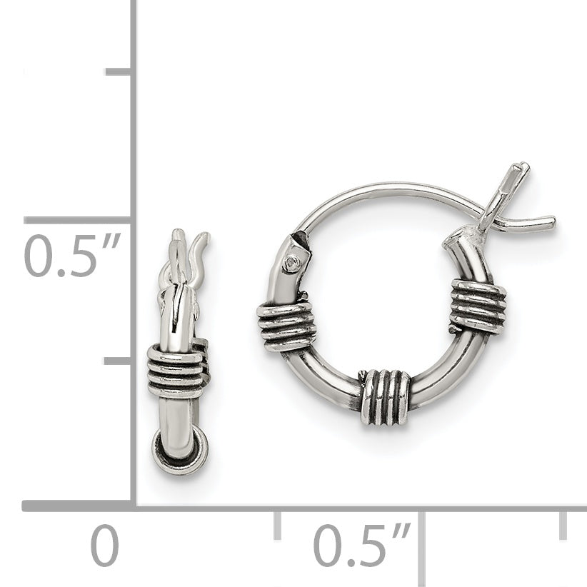 Sterling Silver Antiqued Hoop Earrings