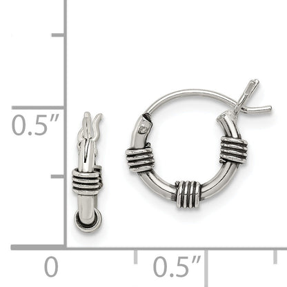 Sterling Silver Antiqued Hoop Earrings