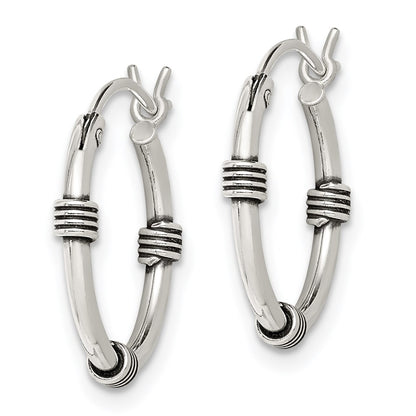 Sterling Silver Antiqued Hoop Earrings